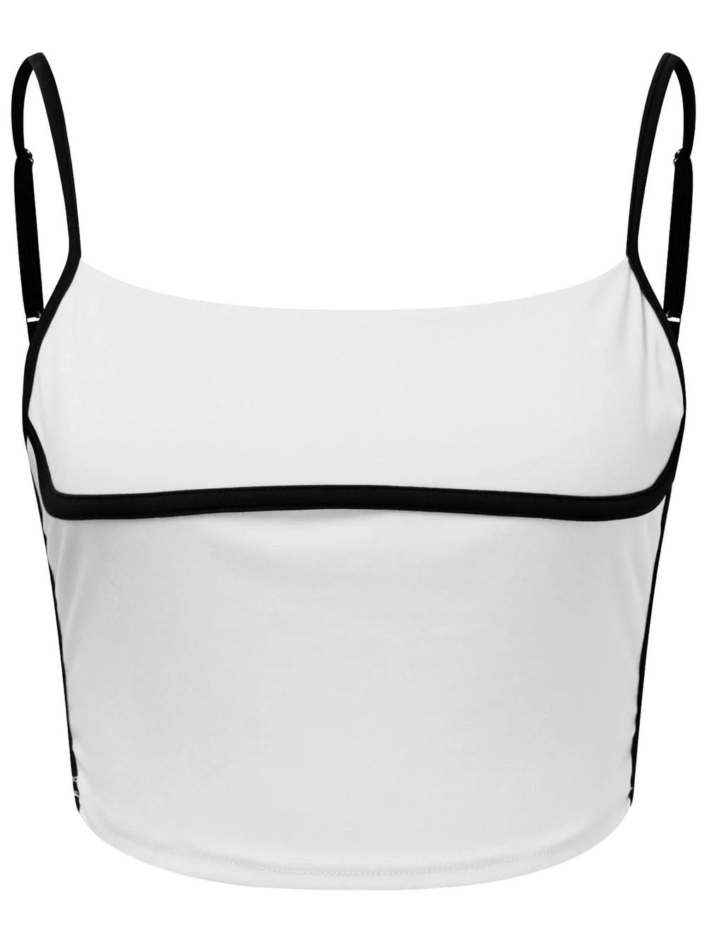 SHEIN White Cami Top with Black Contrast Trim